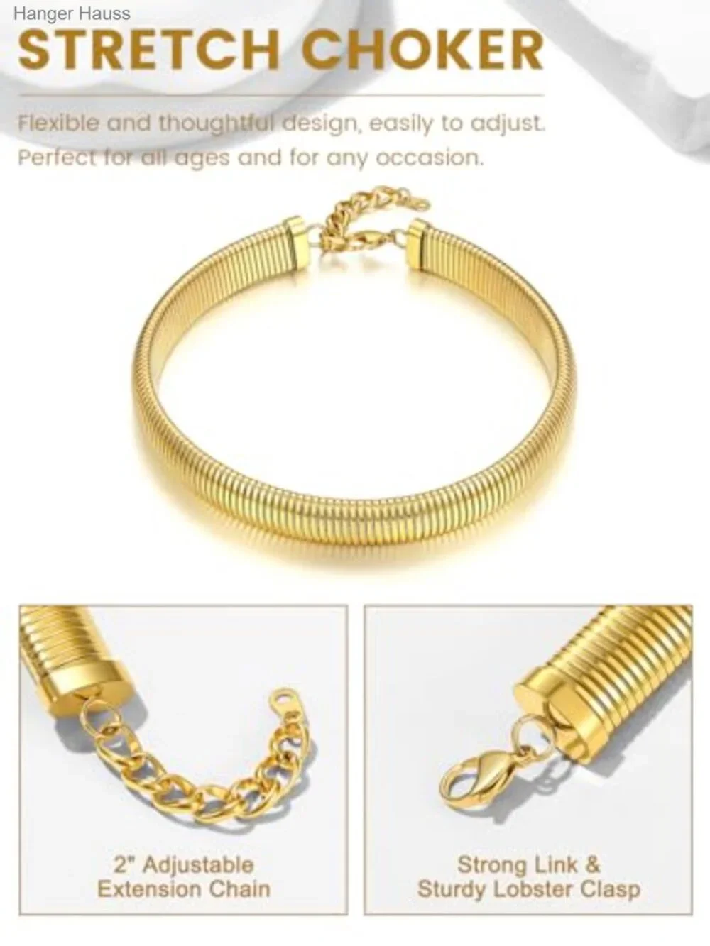 Chunky Chain Choker Necklace 14k Gold Plated Stainless Steel Snake Link